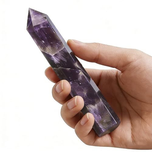 Amethyst Crystal Point Wand 5.9 Inch Natural Healing Crystal Wand for Reiki Chakra Balancing Meditation & Spiritual Energy Therapy(5.9inch Wand Amethyst) - color: 5.9inch Wand Amethyst