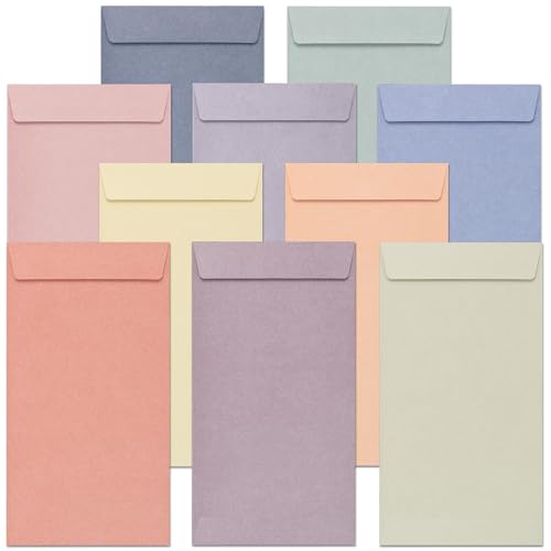 Money Envelopes for Cash, 100-Count Colorful Envelopes for Cash Gifts, Saving Challenges, Coins, Checks, Seeds, Small Items, 3.5 x 6.5 Inches, Whisper Tone Collection, 10 Colors - color: Whisper Tone
