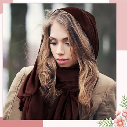6 Pack Hijab Scarves for Women Muslim Head Wraps Jersey Hijab Soft Long Scarf Wrap for Muslim Shawl - color: Bright Colors
