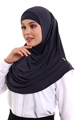 ihvan online, Hijab Scarves for Women, Ready to Wear, Lightweight and Comfortable Headscarf, Instant Turban, Jersey, Presewn - color: Navy Blue