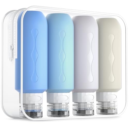 Gemice Travel Bottles for Toiletries, Tsa Approved Travel 6oz Size Containers with Clear Bag, BPA Free Leak Proof Travel Tubs Refillable Liquid Travel Accessories for Cometic Shampoo Lotion - color: Blue, size: 6 Ounces