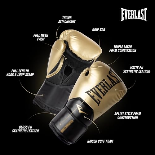 Everlast Elite 2 Boxing Gloves - color: Gold/Black, size: 16 oz