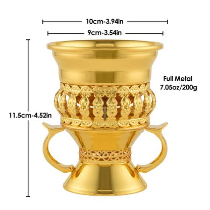 Bakhoor Burner Set Tray, Frankincense Resin Burner, Charcoal insencents Burner, Metal Incense Censer for Yoga Spa Meditation, with Cone Incense Holder and Tongs(Glod) - color: Glod-01