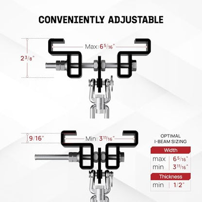 Yes4All Punching Bag Hanger, Stainless Steel Swivel Chain with 4 Snap Hooks for Heavy Bag, Gym Swing, Trapeze, and Hammock - color: I-Beam Hanger with Swivel Chains & Carabiner