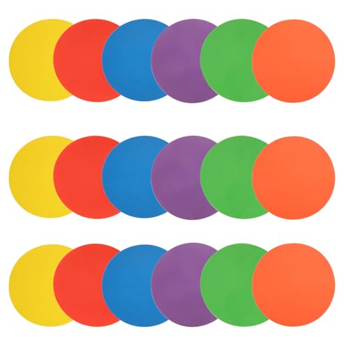 18 PCS 9 Inch Poly Spot Markers with Bag, 6 Color Poly Vinyl Floor Spot Marker, Round Non Slip Rubber Floor Agility Dots for Gym Soccer Basketball Sports Games