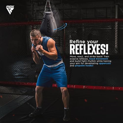 RDX 1.5FT Tear-Shaped Boxing Maize Bag with Chain & Gloves – Slip Bag for Uppercut, Hook, Reflex, Precision, Footwork & Punch Training – Hanging Slip Ball for MMA, Boxing, Muay Thai & Kickboxing - size: Unfilled