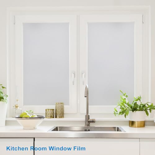 VSUDO 1 Roll 35.4" by 78.7" Privacy Window Film, White Frosted Pattern Window Tint for Home, Static Cling Window Sticker (19.37 Sq. Ft Total) - color: White Frosted, size: 1 Roll, 35.4" By 78.7"