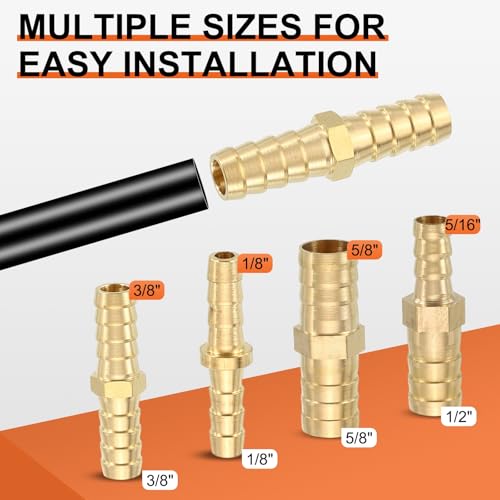 2 Pack Brass Hose Barb Adapter, 1/2" Barb To 1/4" for Industrial, Automotive, Fluid Transfer, Home Gardening, and Water Treatment - size: 1/2" Barb To 1/4"