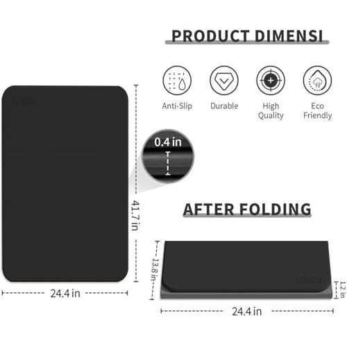 Foldable Exercise Pad Extra Thick 1.2" x 14" x 24" | POE Non-Toxic Multi-Functional Knee & Elbow Cushion for Push Up, Yoga, Pilates, Home & Gym Use for Adults & Kids - color: Black+Gray