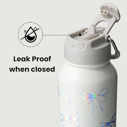 BOTTLE BOTTLE 32oz Insulated Water Bottle with Pill Box | Stainless Steel,Sport Water Bottle, with Straw Dual-use Lid and Pill Box, Design for Gym - color: bling bow