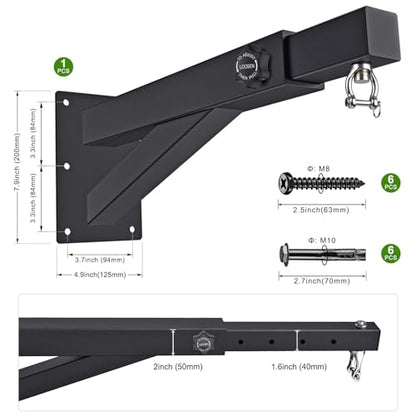 BeneLabel Wall Mount Heavy Bag Hanger, Heavy Duty Punching Bag Stand, Boxing Bag Bracket for Home Gym Indoor Outdoor, 800 LB Capacity - color: Length Adjustment 17-25