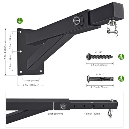 BeneLabel Wall Mount Heavy Bag Hanger, Heavy Duty Punching Bag Stand, Boxing Bag Bracket for Home Gym Indoor Outdoor, 800 LB Capacity - color: Length Adjustment 17-25