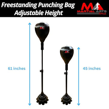 Boxing Bag with Stand, Standing Punching Bag, Adjustable Height Freestanding Speed Ball for MMA, Kickboxing, Muay Thai & Martial Arts for Training Reflexes, Timing and Fitness from Home/Gym