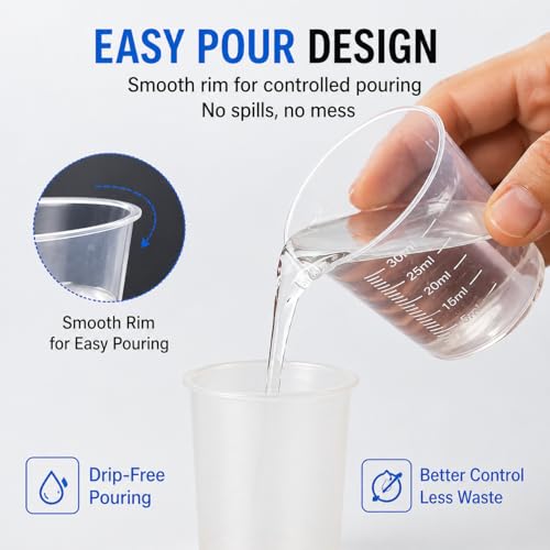 20pcs 1.02oz/30ml Liquid Medicine Cups, Plastic Measuring Cups, Clear Graduated Mixing Cups with Scale, Transparent Epoxy Resin Mixing Cups for Cooking, Medicine & DIY - size: 20pcs 30ml