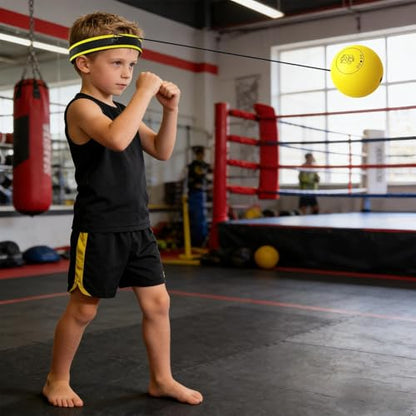 Boxing Reflex Ball Headband Multifunctional Fun Effective Hand Eye | Kids Beginners Punching Headband for Professionals Enthusiasts Beginners Amateurs Lovers Families Friends - color: Yellow ball