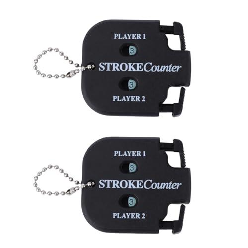 2 Pcs Golf Stroke Counters, Portable Score Keeper with Hanging Rope Mini Square Design 2 Player Stroke Shot Counter Clicker Accessories for Golf Training Competitions & Games - color: Black