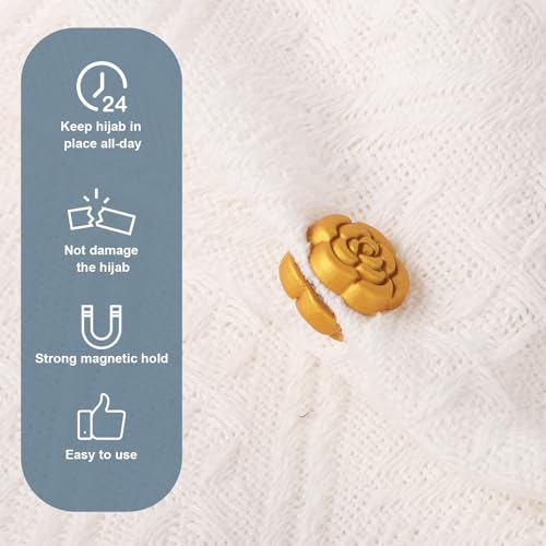 Camellia Style 8pcs Pinless Multipurpose Magnetic Hijab Pins - Colorful Scarf Pins for Women's Hijabs & Clothes