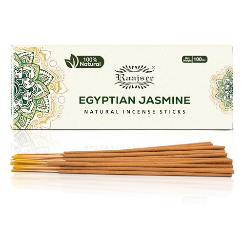 Raajsee Jasmine Flower Natural Incense Sticks 100 Gm Pack-100% Pure Organic Natural Hand Rolled Free from Chemicals-Perfect for Church,Aroma Therapy,Relaxation,Meditation,Positivity,Healing 100gm Pack - color: Jasmine
