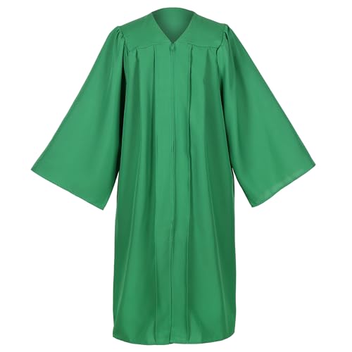 Unisex Matte Choir Robes for Church Adults, Graduation Gown Only for High School and Bachelor - color: Emerald Green, size: 45
