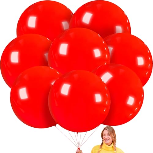 KatchOn, Big Red Balloons Set - 36 Inch, Pack of 8 | Latex Red Balloon For Christmas Party Decorations | Reds Balloon for Birthday, Valentine, Casino Decor | Christmas Balloons, Reds Party Decorations - color: Red