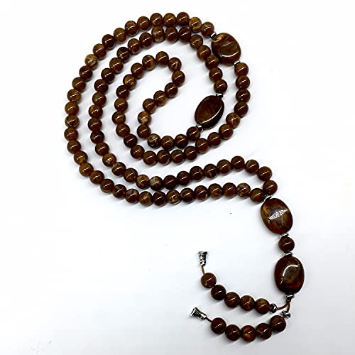 -8MM -99 Beads Necklace DHIKR TASBIH Collection- Imitation Acrylic Muslim Beads-Tesbih-Tasbih-Tasbeeh-Misbaha-Masbaha-Subha-Sebha (Brown-1) - color: Brown-1