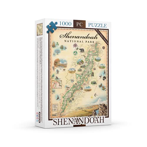 Shenandoah National Park Map Cardboard Jigsaw Puzzle - 1000 Pieces, Hand-Illustrated - Educational, Family Activity - Includes Poster - 25.4 x 19.8 - color: Shenandoah National Park