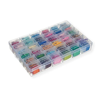 2 Pack 24 Grids Plastic Small Crafts Storage Boxes with Adjustable Dividers (10.5" × 6.7" x 1.57")