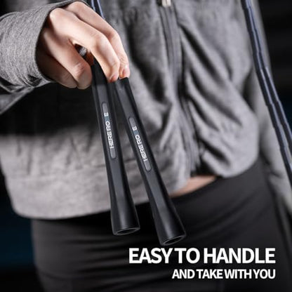 Adjustable Beaded Jump Rope For Adults, Kids, Hererope 10 ft Beaded Jump Rope With Unbreakable Handles & Shatterproof Beads for Enhanced Fitness Training - color: Black