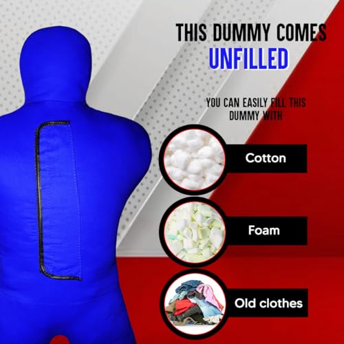 Bestzo Kids MMA Grappling Dummy - Unfilled Canvas Wrestling & BJJ Training Partner for Karate, Judo & Boxing (48-Inch) - color: Black Blue