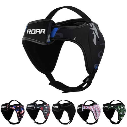 ROAR-INT Wrestling Headgear Men BJJ Ear Guard Protection MMA Grappling Cauliflower Helmet - color: Eagle-Blue (Pack-1)