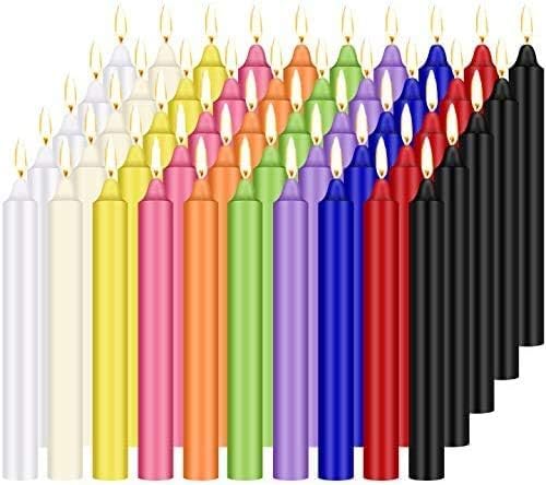 YOROXRG 100 pcs Spells Chime Candles Unscented Assorted Colors Mini Taper Candles | 4" Tall x 1/2" Diameter | Great for Casting Chimes, Rituals, Spells - color: Colors-4" 100