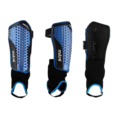Mitre Unisex Soccer Shin Guards - color: Aircell Power Cyan/White, size: X-Small