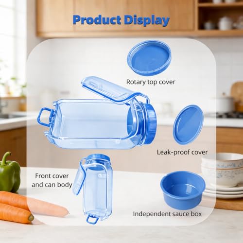 Salad jar with side opening , storage container with Dressing Cup – Leakproof Portable Salad Container with Dressing Cup & Lid, Lid-to-Bowl Design for Office, Gym, Travel, Picnic - Powder Blue - color: Powder Blue