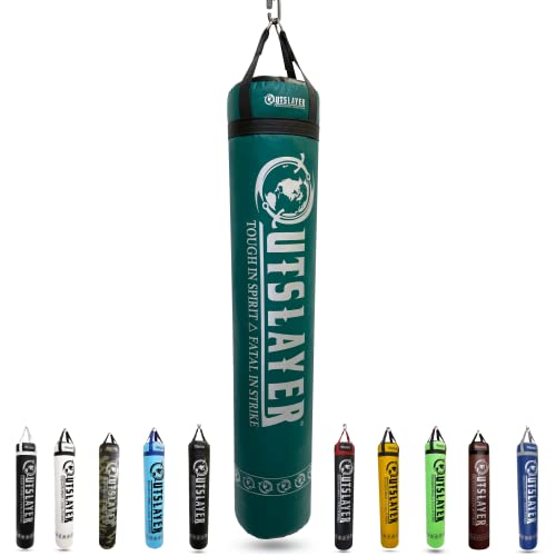Muay Thai Punching Bag 6ft 150lbs Unfilled Made in USA - color: Dark Green/Black, size: Without Bottom D-Ring