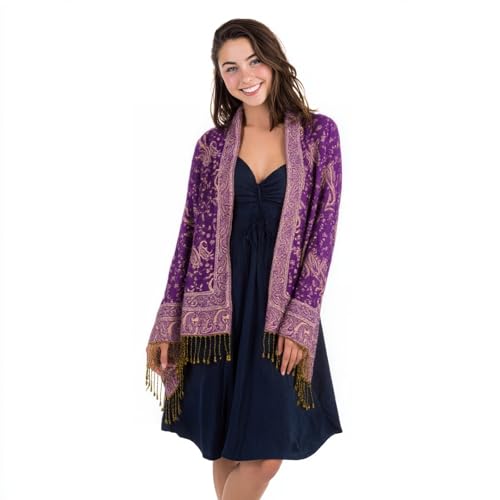 TUSHUSTY Pashmina Feel Shawls Wraps Rave Scarf for Women Soft Silky Reversible Men Scarves Hijab - color: Purple