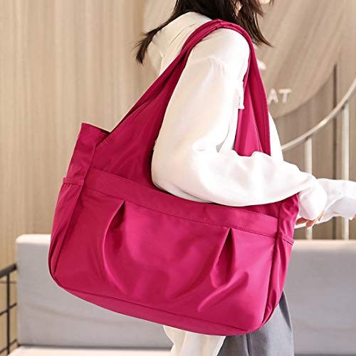 Tote Bag for Women Nylon Lightweight Large Handbag Purses Multi-pocket Shoulder Bag for Work Travel - color: Navy