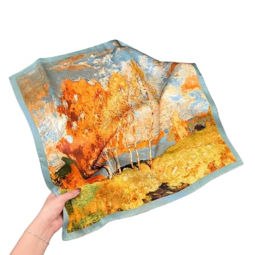 Square Silk Scarf Women Shawl Headbands Small Soft Neckkerchief Cat Print Bandana Satin Hijab Scarves - color: 11