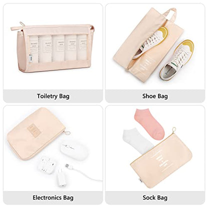 Mossio 9 Set Packing Cubes with Shoe Bag & Electronics Bag - Luggage Organizers Suitcase Travel Accessories - color: Beige