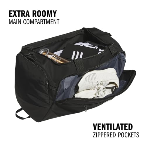 adidas Defender 5 Duffel Bag for Sports, Gym and Travel, Black/Silver Metallic, OSFA - color: Black/Silver Metallic, style: Medium (59l)