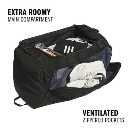 adidas Defender 5 Duffel Bag for Sports, Gym and Travel, Black/Silver Metallic, OSFA - color: Black/Silver Metallic, style: Medium (59l)