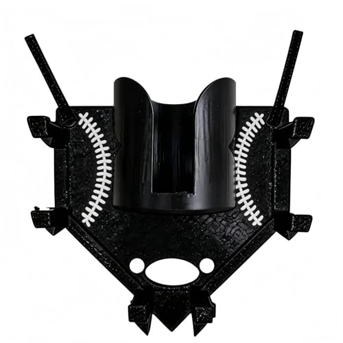 Baseball Softball Dugout Organizer - Fence-Mounted Hanging Holder for Bat Glove Helmet & Water Bottles - with Secure Clips - Heavy-Duty PLA 3D Print, Keeps Dugout Neat & Accessible - color: Black