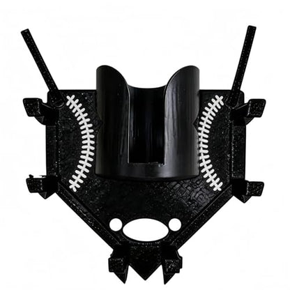 Baseball Softball Dugout Organizer - Fence-Mounted Hanging Holder for Bat Glove Helmet & Water Bottles - with Secure Clips - Heavy-Duty PLA 3D Print, Keeps Dugout Neat & Accessible - color: Black