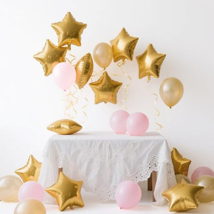 Gold Star Balloons Foil Graduation Mylar Balloons Easter Helium Metallic Balloon 12pcs 18 Inch Gold Birthday Decorations Yellow Room Decor Party Decorations Baby Shower Anniversary Wedding - style: Gold