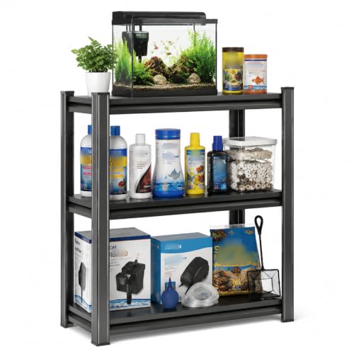 Aquarium Stand 1200 LBS Fish Tank Stand Heavy Duty Adjustable Shelf | Metal aquarium storage shelving with adjustable tiers for turtle tanks, reptile terrariums and pet supplies organization - size: 3-TIER 31.5"H×27.5"W×13.8"D