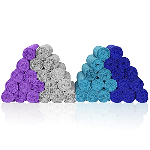 Cooling Towels 40 Pack 40"x 12", 160gsm Bulk Cool Towels, Soft Breathable, Super Absorbent, Quick Cold Towel, for Bowling, Yoga, Travel, Camping, Golf, Football, Hiking, Outdoor Work - color: 10grey,10purple,10light Blue,10dark Blue