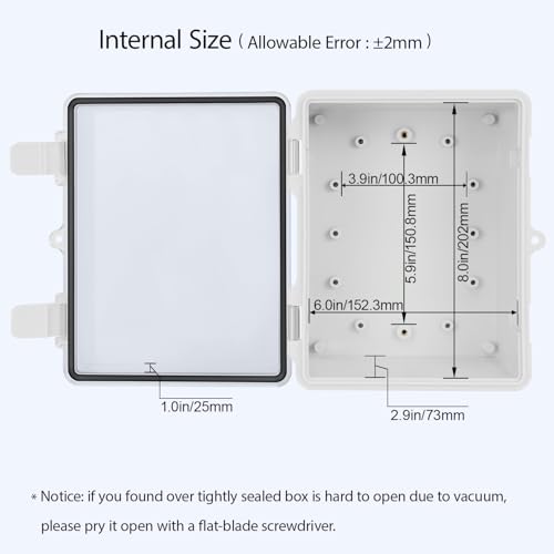 ABS Plastic Dustproof Waterproof IP65 Junction Box Hinged Shell Universal Electrical Project Enclosure Gray, with PC Transparent Clear Cover 8.7 x 6.7 x 4.3inch(220 x170 x110mm) - size: 8.7" x 6.7" x 4.3"