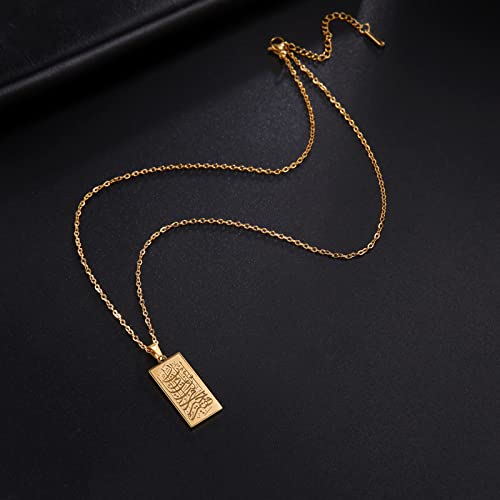 VASSAGO Islamic Allah Necklace for Men Women Stainless Steel Muslim Ayatul Kursi Necklace Islam Arabic Eid Ramadan Jewelry Gift - color: Gold Islamic Necklace