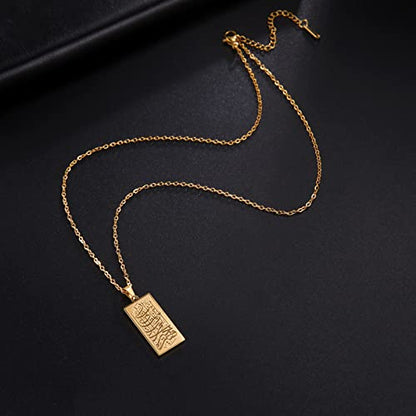VASSAGO Islamic Allah Necklace for Men Women Stainless Steel Muslim Ayatul Kursi Necklace Islam Arabic Eid Ramadan Jewelry Gift - color: Gold Islamic Necklace