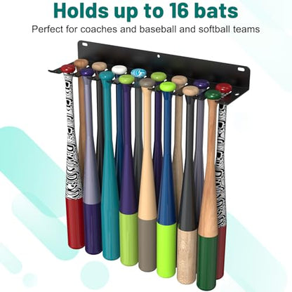2 PCS Baseball Bat Rack, Holds 16 Bats | Softball Bat Rack for Display or Storage, Bat Storage Rack Hooks, Clips onto Fences in Rest Areas or Home Garages - size: 2 PCS