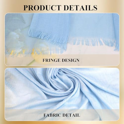 Extra Large Cotton Linen Shawl Wrap for Women, Elegant Scarf with UV Protection Breathable Lightweight Head Cover Hijab - color: Blue